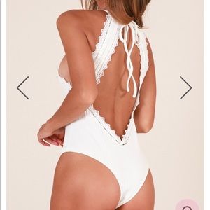 NEW White lace backless bodysuit